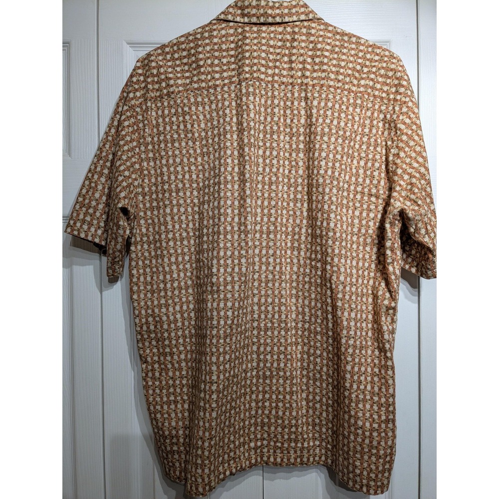 Vtg Tori Richard Shirt Men L Brown Geometric Cotton Lawn Hawaiian Aloha Camp EUC - Picture 5 of 14